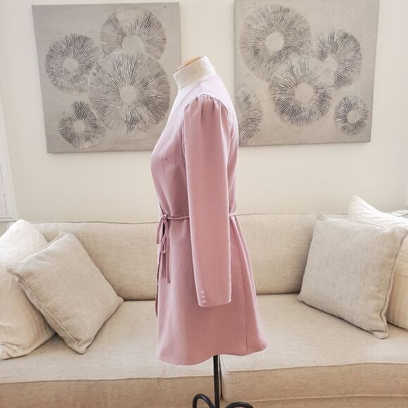 🌹 TOPSHOP 🌹 Long Sleeve Wrap Mini Dress - [size 6, Dusty Rose] - Picture 6 of 12